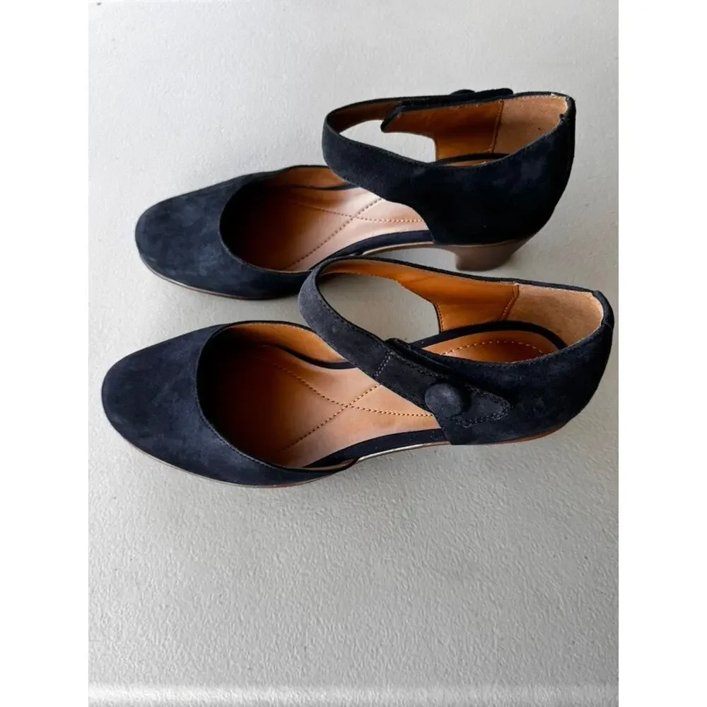 EASY SPIRIT CLARICE SUEDE MARY JANE PUMPS BLOCK HEEL - SIZE 9W